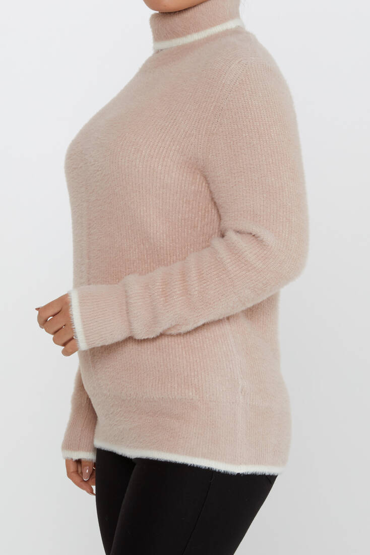 Women's Angora Knitwear Stripe Detail Powder - 30646 | KAZEE