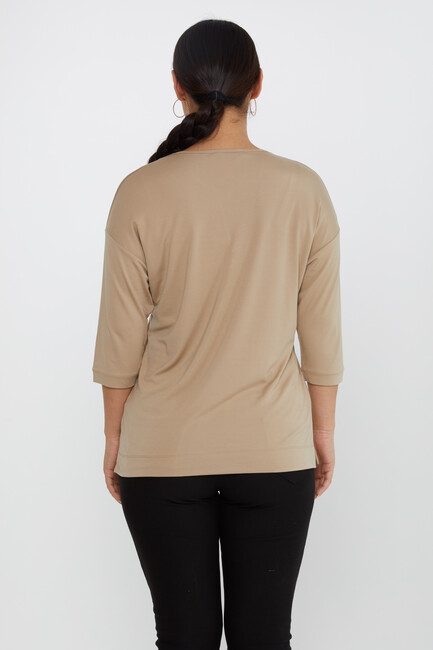 Women's Blouse Collar Detailed Stone Beige - 80029 | KAZEE - Thumbnail