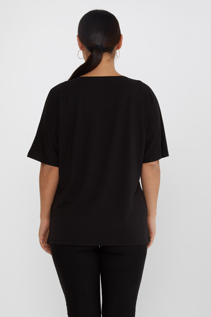 Women's Blouse Short Sleeve Stone Black - 79652 | KAZEE - Thumbnail