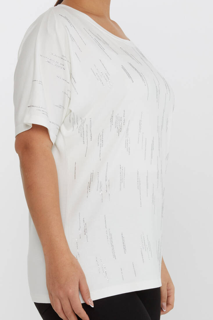 Women's Blouse Short Sleeve Stone Ecru - 79652 | KAZEE