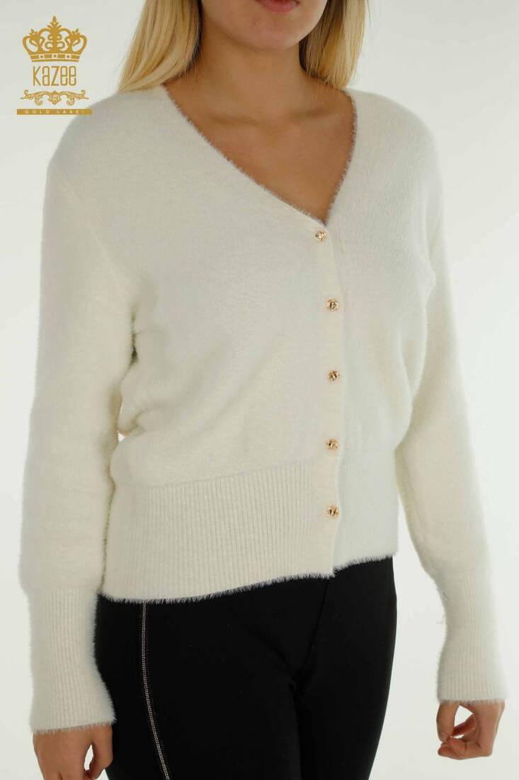 Women's Cardigan Button Detail Ecru - 30447 | KAZEE
