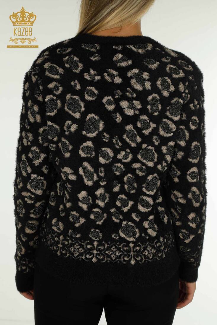 Women's Knitted Cardigan Leopard Pattern Black - 30666 | KAZEE