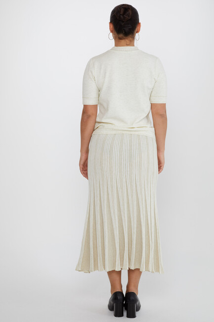 Women's Knitted Skirt Glitter Detail Ecru - 31530 | KAZEE - Thumbnail