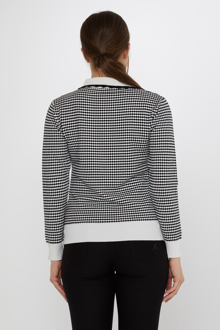 Women's Knitwear Accessory Detailed Ecru-Black - 31339 | KAZEE - Thumbnail