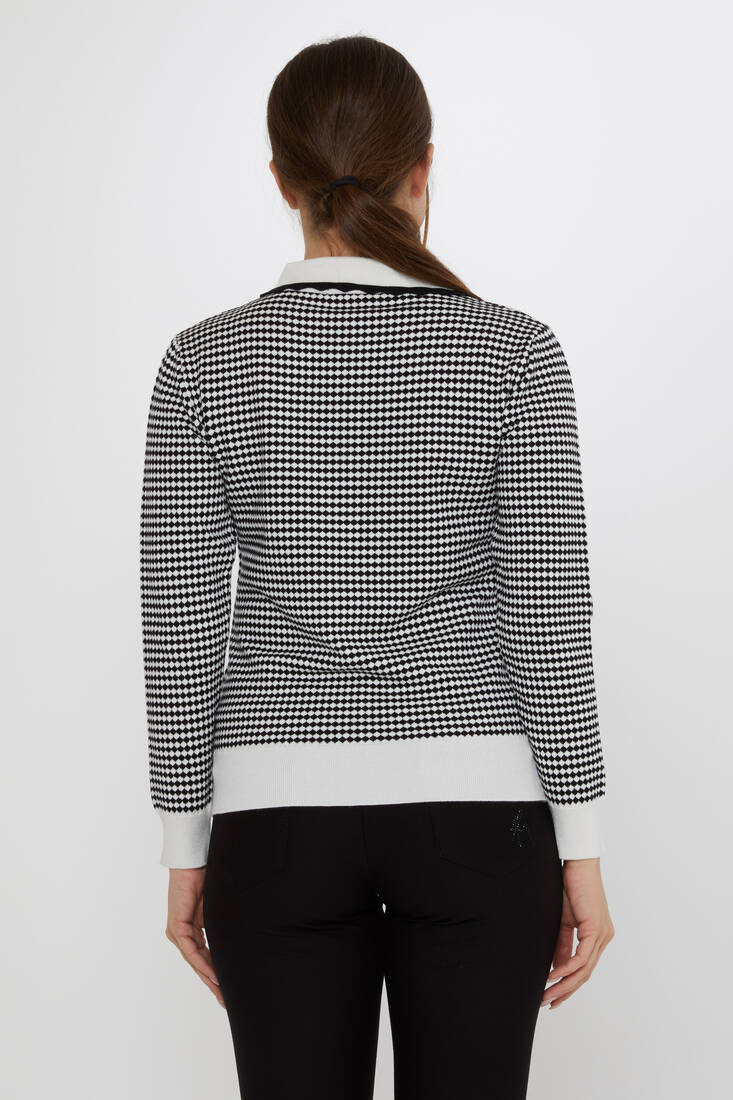 Women's Knitwear Accessory Detailed Ecru-Black - 31339 | KAZEE