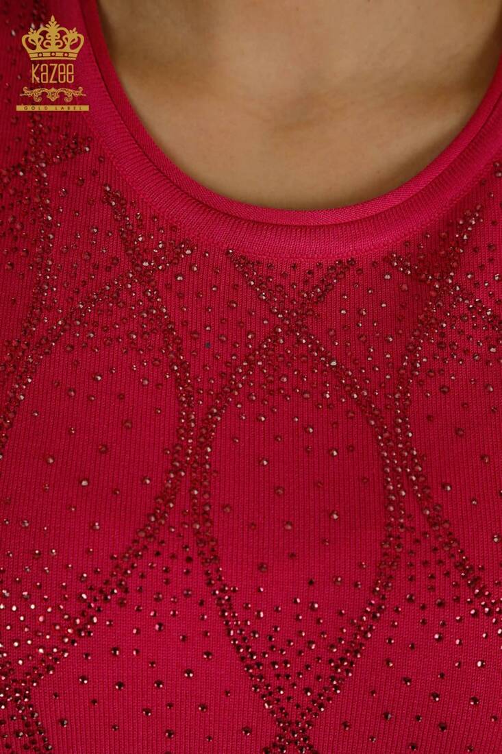 Women's Knitwear American Model Fuchsia - 30686 | KAZEE