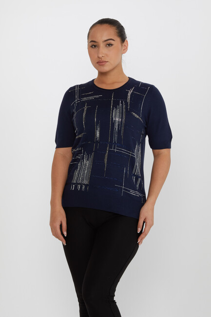 Women's Knitwear American Model Navy Blue - 30455 | KAZEE - Thumbnail