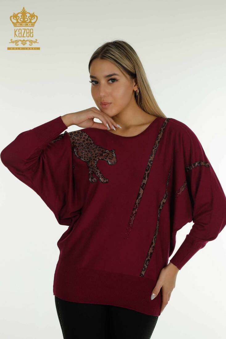 Women's Knitwear Batwing Sleeve Purple - 30633 | KAZEE