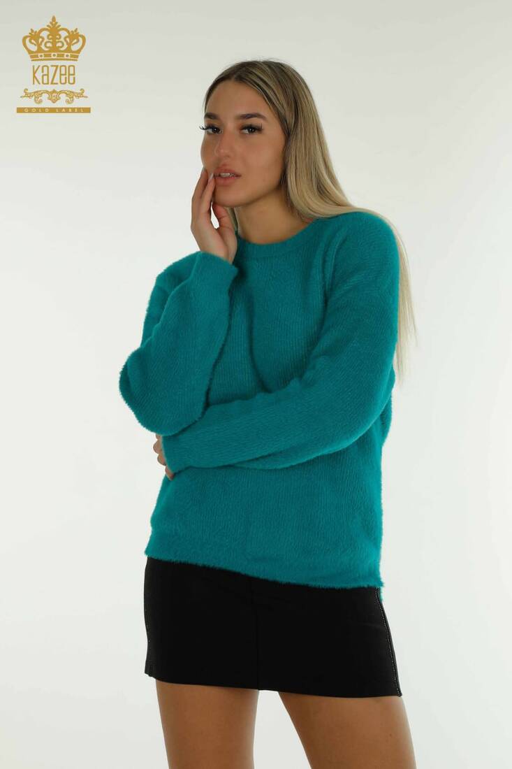 Women's Knitwear Crew Neck Turquoise - 30775 | KAZEE