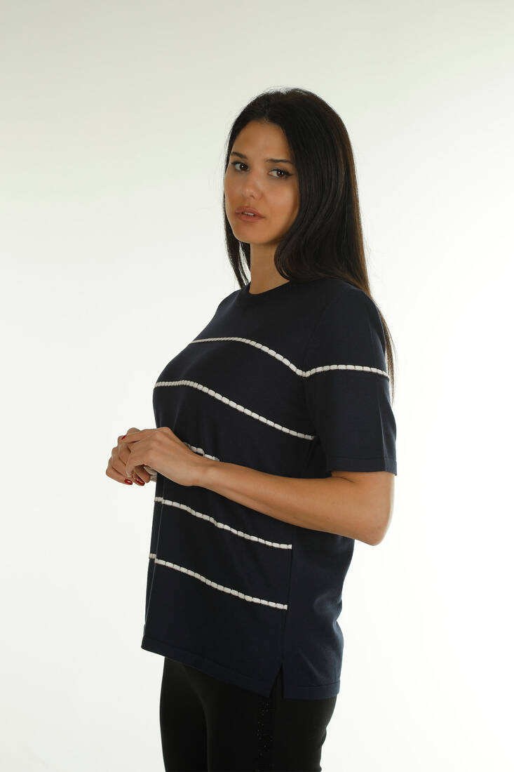 Women's Knitwear Detailed Navy Blue - 30355 | KAZEE