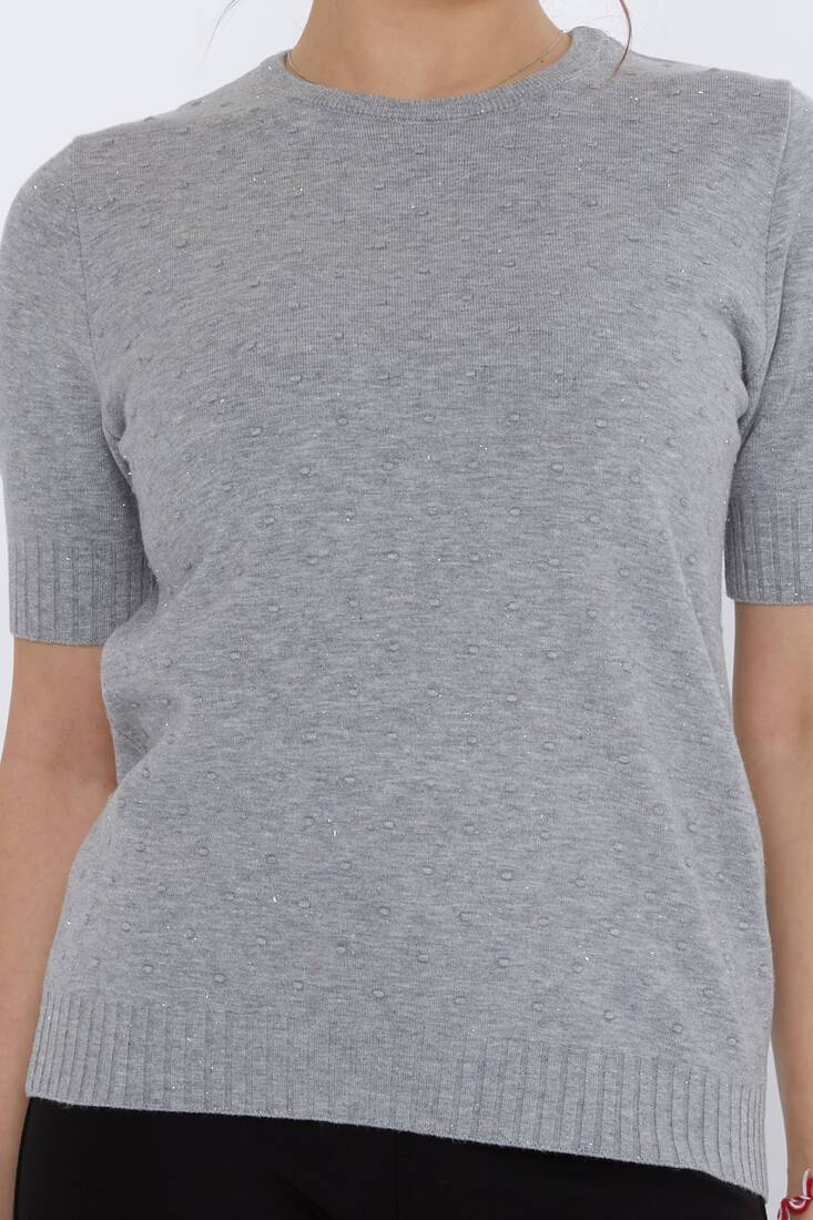 Women's Knitwear Glitter Detail Gray - 31713 | KAZEE
