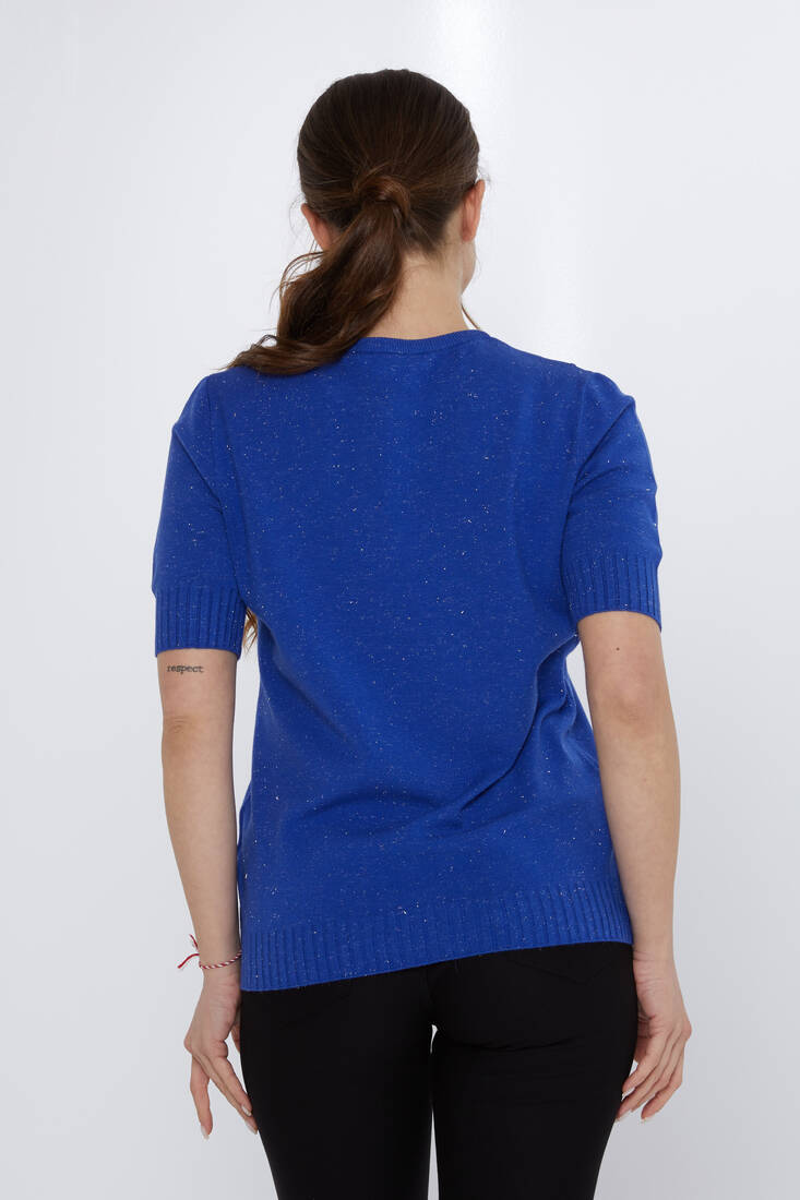 Women's Knitwear Glitter Detailed Saxe - 31713 | KAZEE