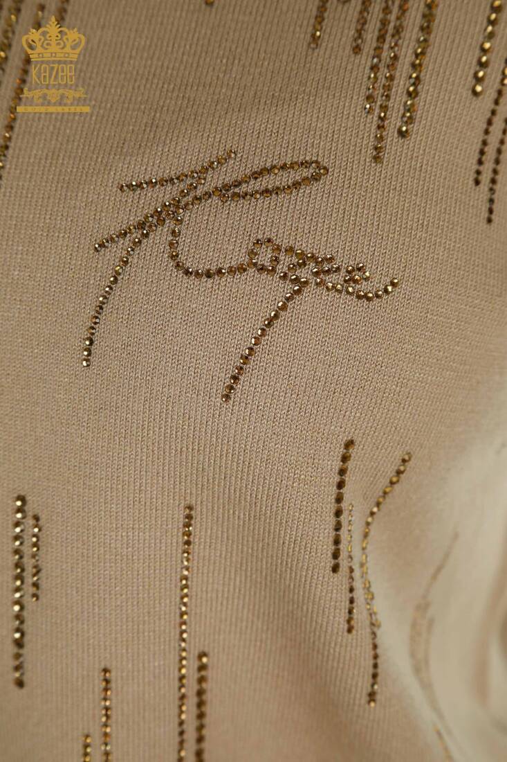 Women's Knitwear Kazee Text Detail Beige - 30599 | KAZEE