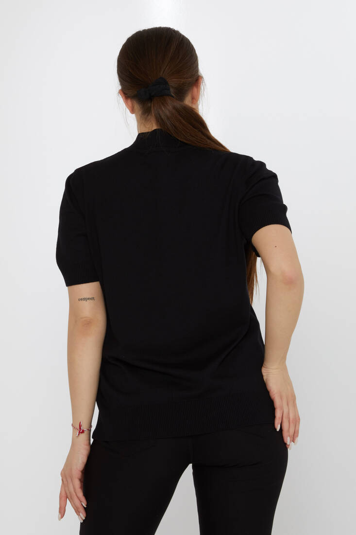 Women's Knitwear Leaf Pattern Black - 30663 | KAZEE