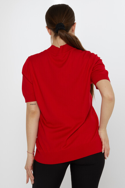 Women's Knitwear Leaf Pattern Red - 30663 | KAZEE - Thumbnail