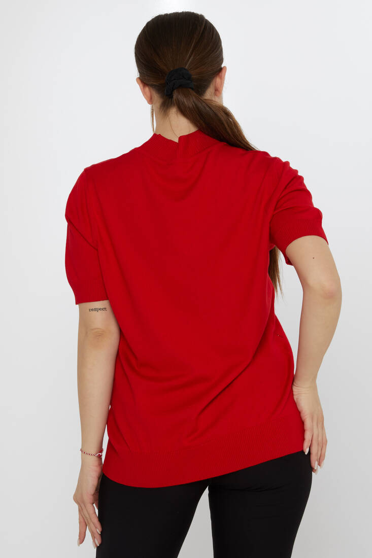 Women's Knitwear Leaf Pattern Red - 30663 | KAZEE