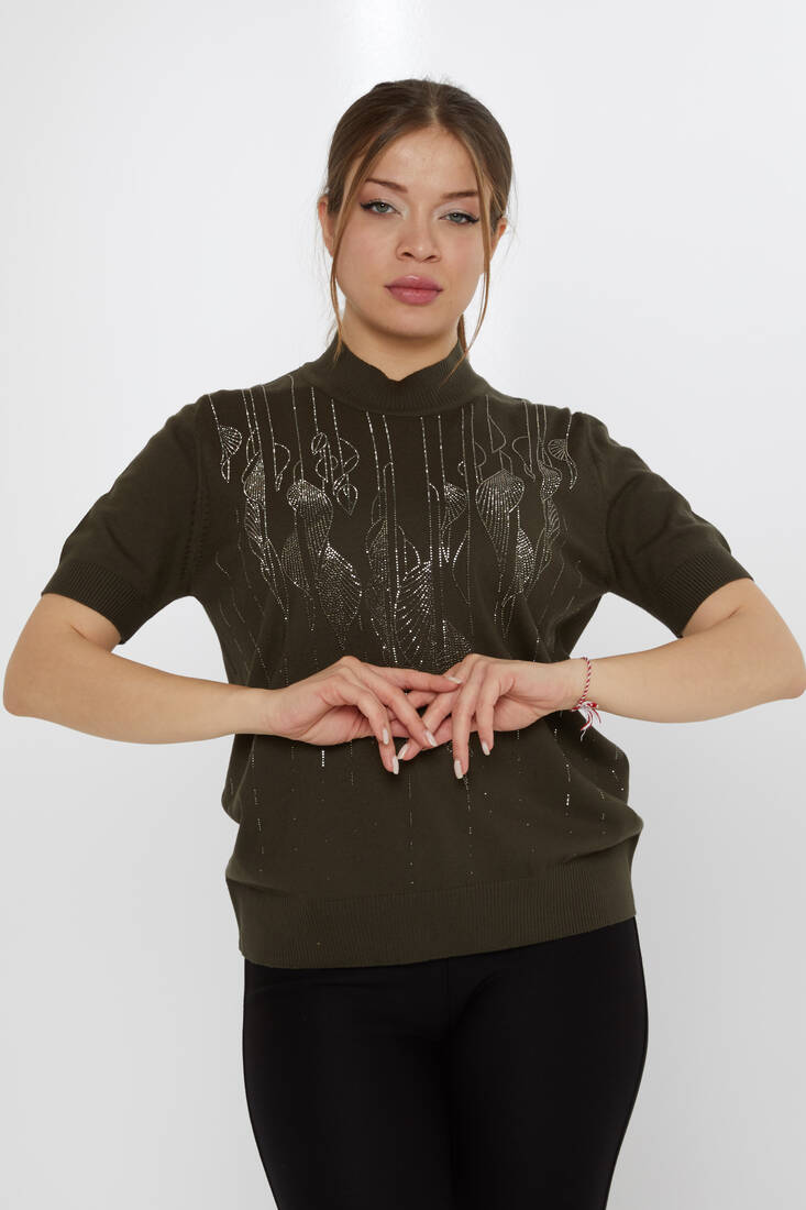 Women's Knitwear Leaf Pattern Vert - 30663 | KAZEE