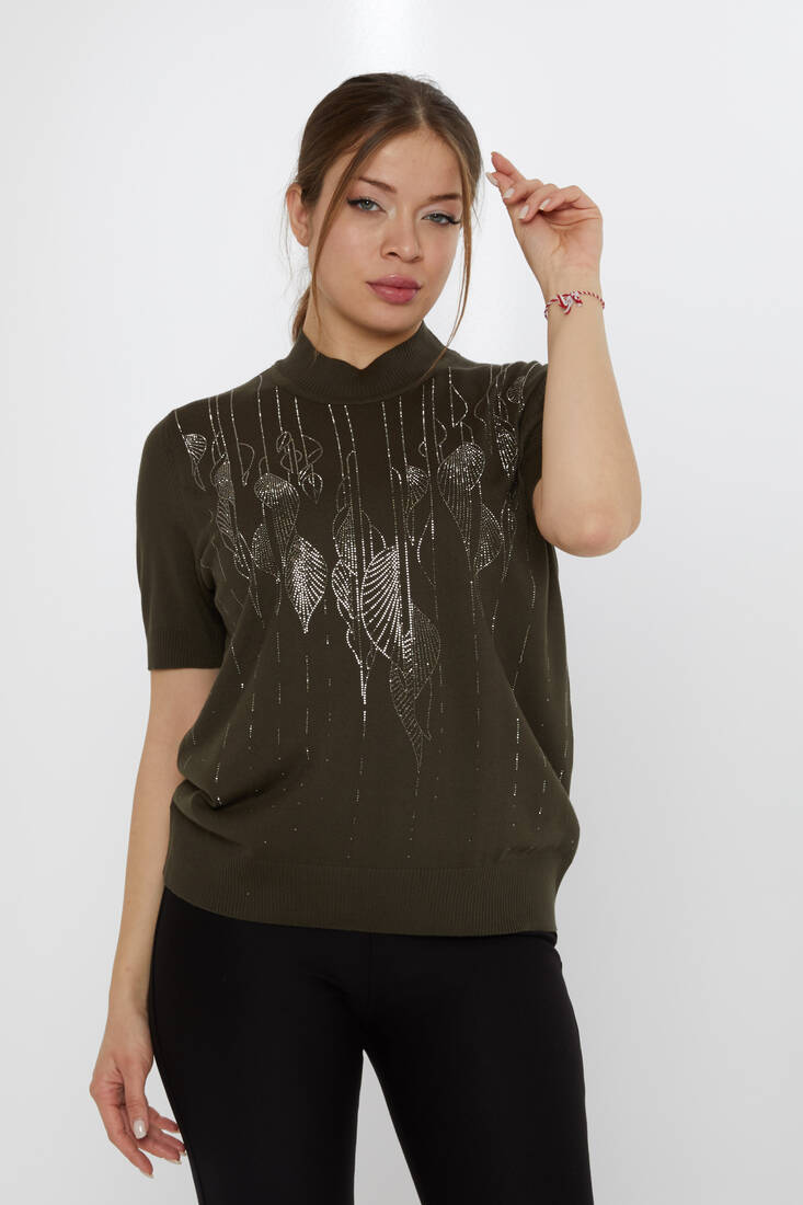 Women's Knitwear Leaf Pattern Vert - 30663 | KAZEE