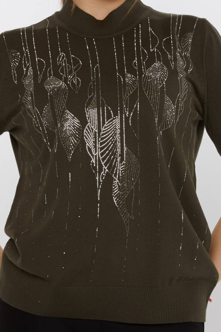 Women's Knitwear Leaf Pattern Vert - 30663 | KAZEE