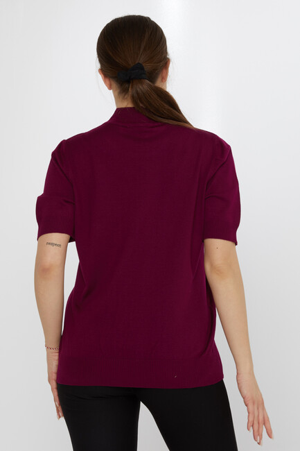 Women's Knitwear Leaf Patterned Lavender - 30663 | KAZEE - Thumbnail