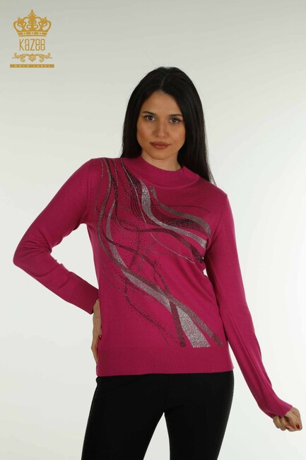 Women's Knitwear Long Sleeve Fuchsia - 30469 | KAZEE - Thumbnail