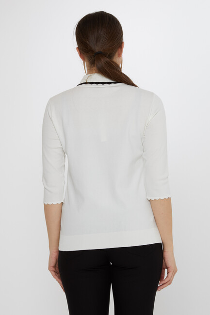 Women's Knitwear Patterned Ecru-Black - 31814 | KAZEE - Thumbnail