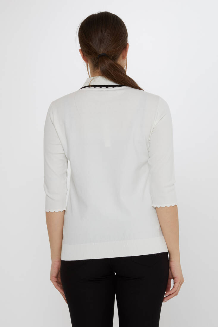 Women's Knitwear Patterned Ecru-Black - 31814 | KAZEE