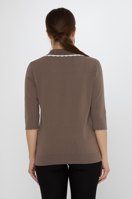 Women's Knitwear Patterned Ecru-Mink - 31814 | KAZEE - Thumbnail