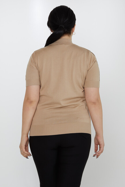 Women's Knitwear Ribbon Detailed Stoned Mink - 31549 | KAZEE - Thumbnail