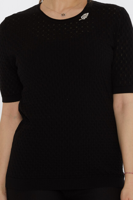 Women's Knitwear Self-Patterned Black - 31811 | KAZEE - Thumbnail