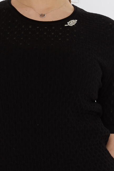 Women's Knitwear Self-Patterned Black - 31811 | KAZEE - Thumbnail