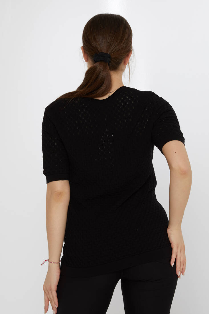 Women's Knitwear Self-Patterned Black - 31811 | KAZEE