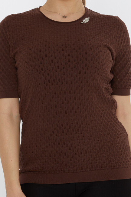 Women's Knitwear Self-Patterned Brown - 31811 | KAZEE - Thumbnail