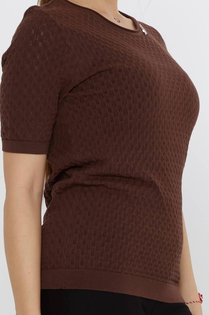Women's Knitwear Self-Patterned Brown - 31811 | KAZEE