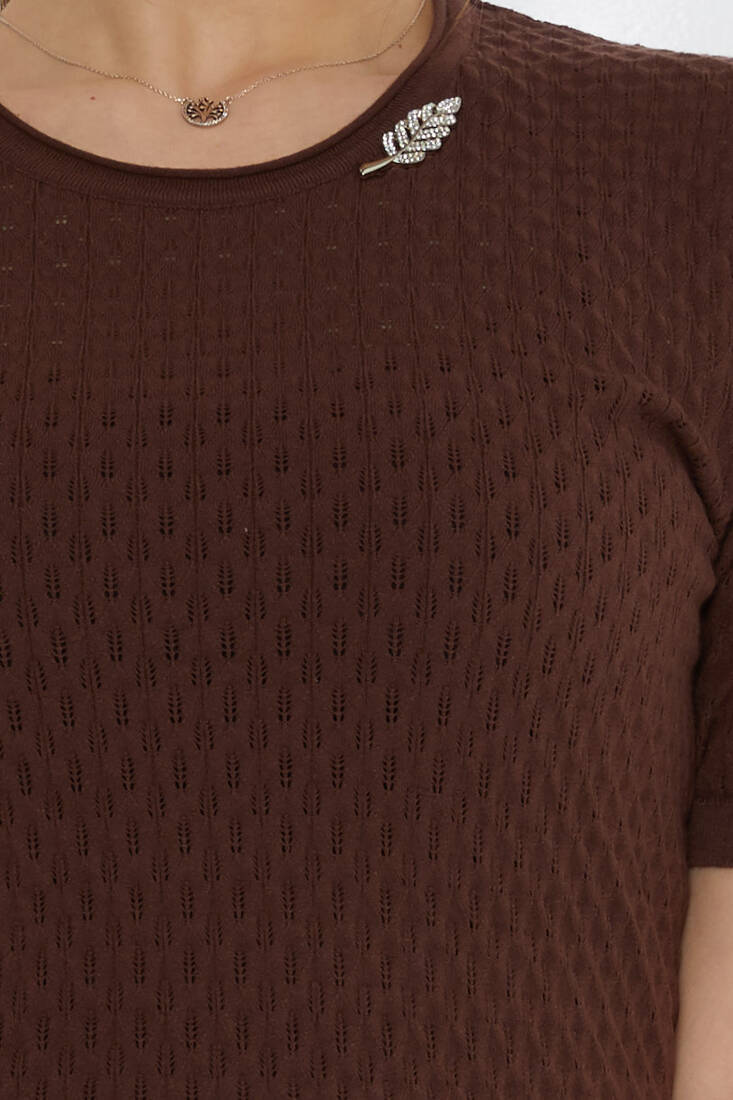 Women's Knitwear Self-Patterned Brown - 31811 | KAZEE
