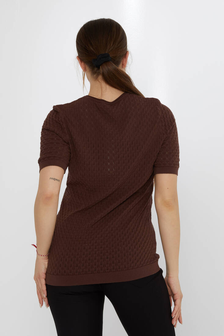 Women's Knitwear Self-Patterned Brown - 31811 | KAZEE