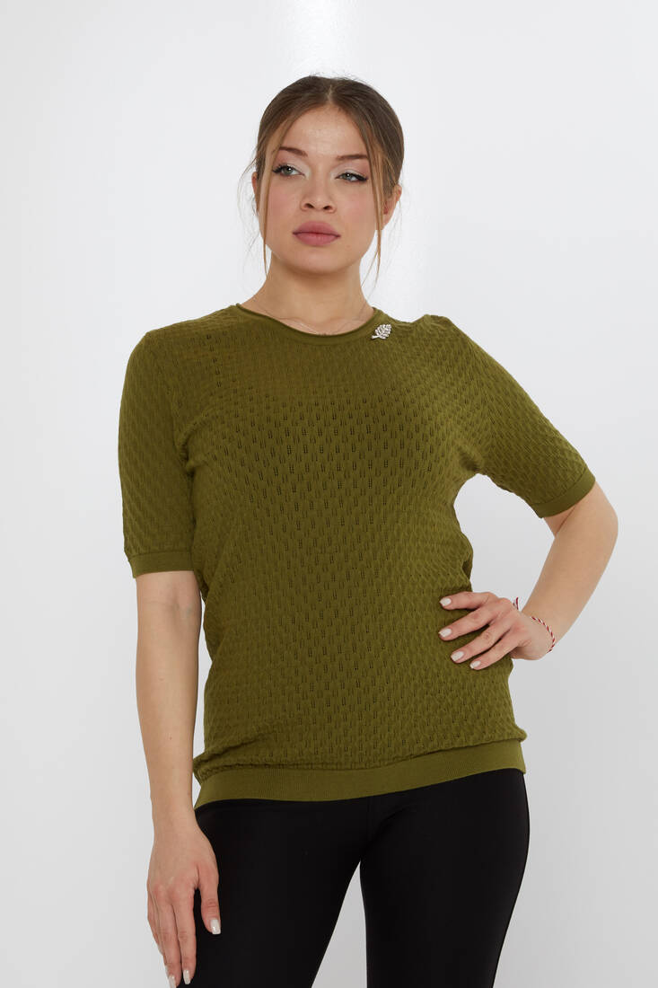 Women's Knitwear Self-Patterned Dark Green - 31811 | KAZEE