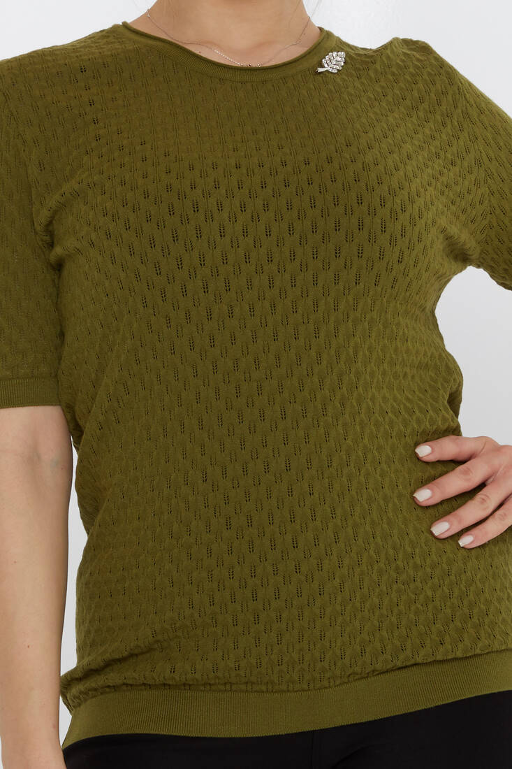 Women's Knitwear Self-Patterned Dark Green - 31811 | KAZEE