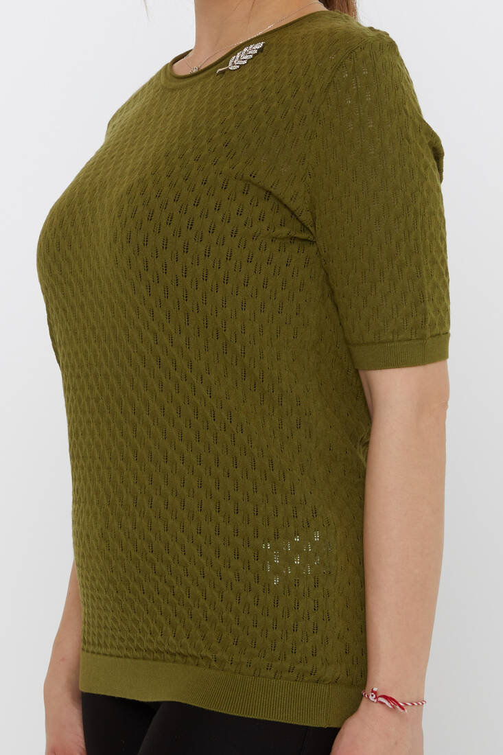 Women's Knitwear Self-Patterned Dark Green - 31811 | KAZEE