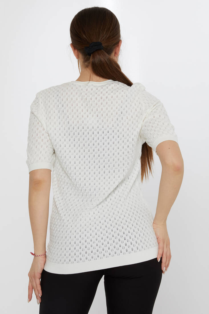 Women's Knitwear Self-Patterned Ecru - 31811 | KAZEE