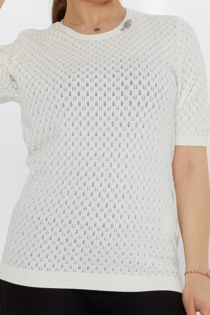 Women's Knitwear Self-Patterned Ecru - 31811 | KAZEE