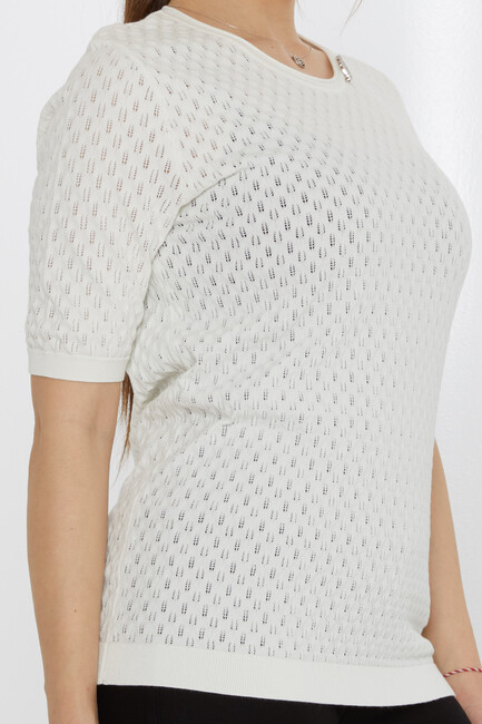 Women's Knitwear Self-Patterned Ecru - 31811 | KAZEE - Thumbnail