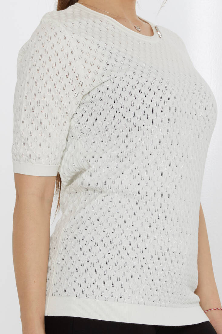 Women's Knitwear Self-Patterned Ecru - 31811 | KAZEE