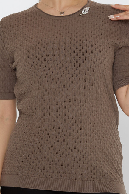 Women's Knitwear Self-Patterned Mink - 31811 | KAZEE - Thumbnail