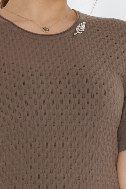 Women's Knitwear Self-Patterned Mink - 31811 | KAZEE - Thumbnail