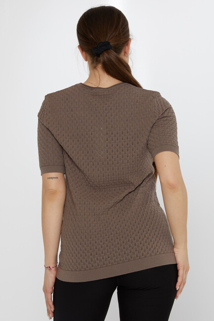 Women's Knitwear Self-Patterned Mink - 31811 | KAZEE - Thumbnail