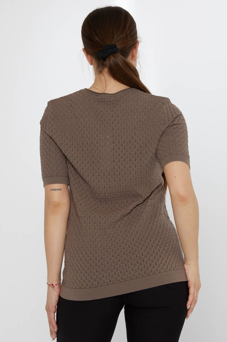 Women's Knitwear Self-Patterned Mink - 31811 | KAZEE