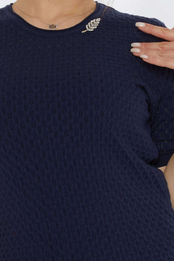 Women's Knitwear Self-Patterned Navy Blue - 31811 | KAZEE