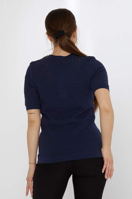 Women's Knitwear Self-Patterned Navy Blue - 31811 | KAZEE - Thumbnail