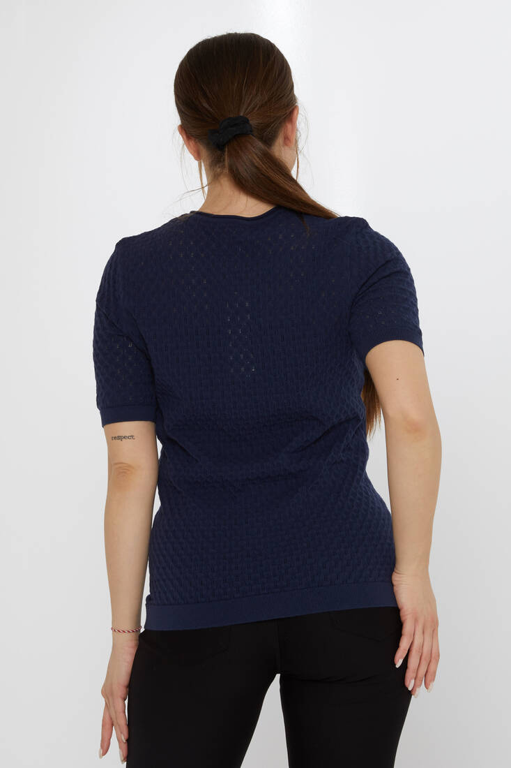 Women's Knitwear Self-Patterned Navy Blue - 31811 | KAZEE